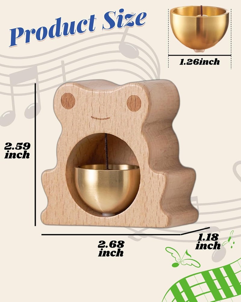 BovcTrraann Magnetic Shopkeepers Bell - Handcrafted Wooden Door Chime for Home, Garden, Porch, or Backyard, Rustic Housewarming Gift for Room or Outdoor Decor (Frog-Shaped) - Image 2